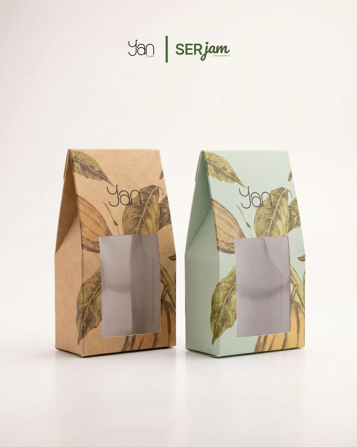 Boîte sachet à fenêtre et poignée pour Yan chocolatier