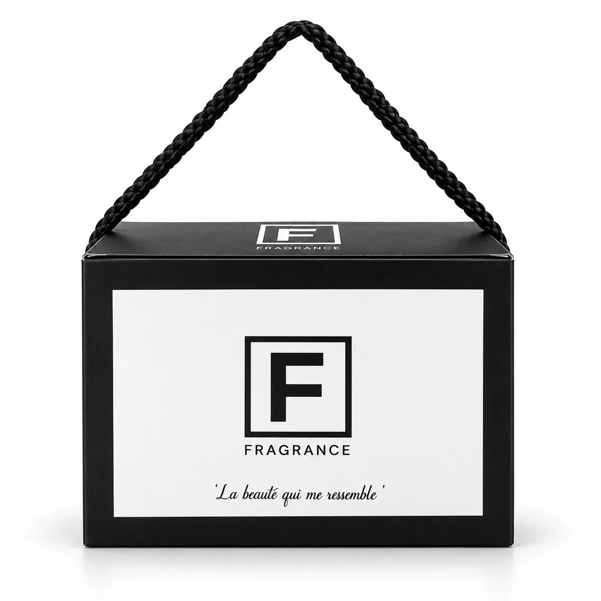 علبة سوداء F Fragrance بمقبض من الحبل الأسود