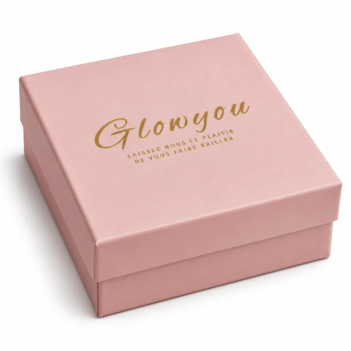 Coffret rigide rose vu de trois quarts