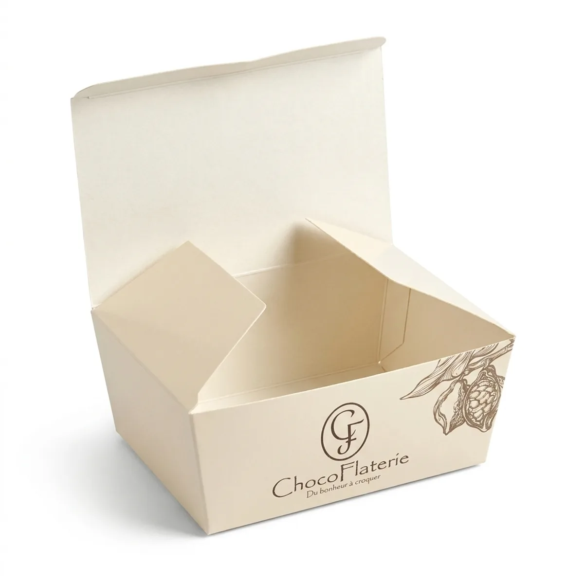 Boîte à chocolats 500 g ChocoFlaterie, ouverte