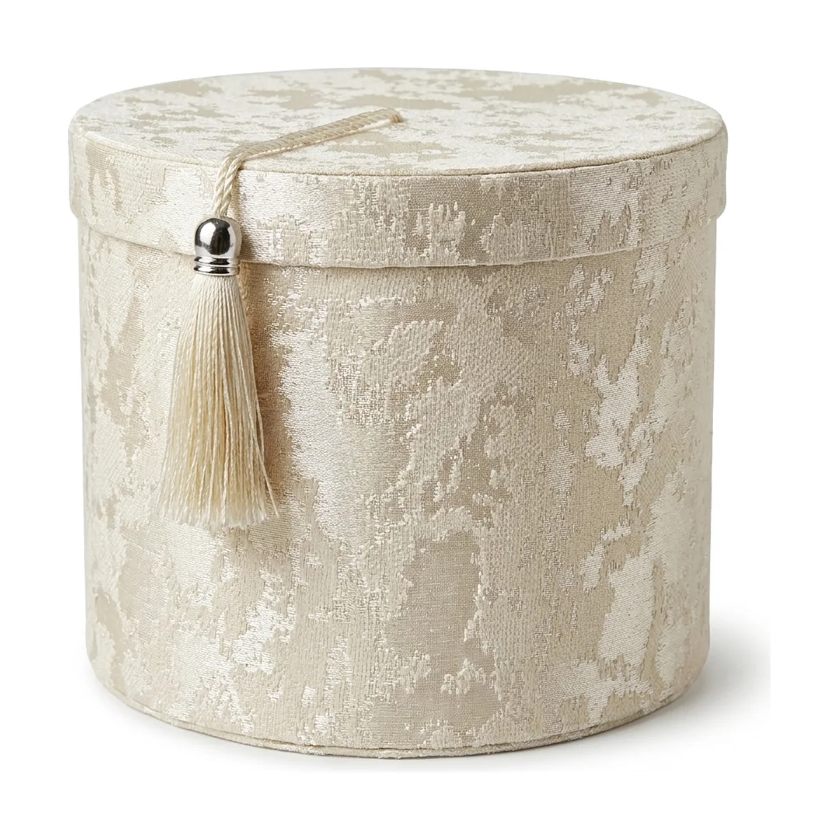 Coffret cylindrique crème avec pompon