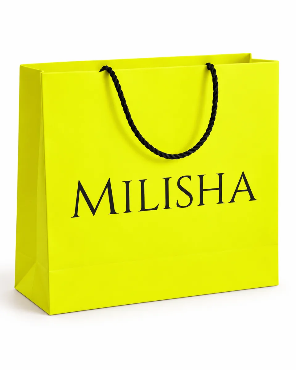 كيس ورقي أصفر Milisha بحبل أسود